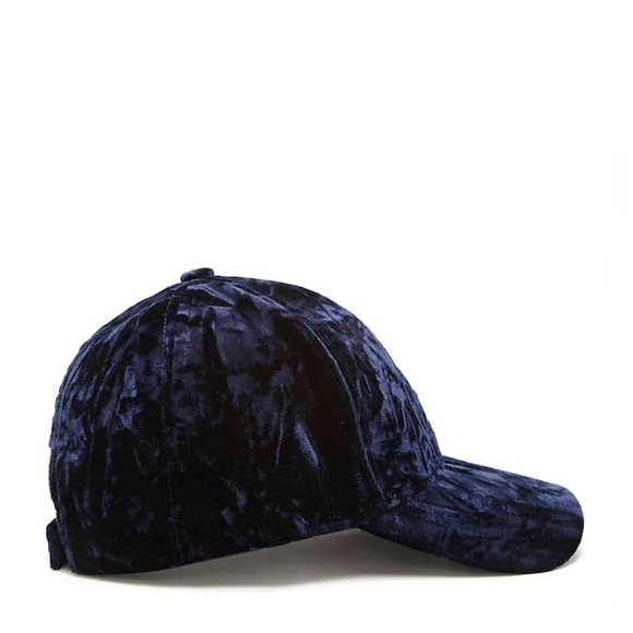 Black Crushed Velvet Baseball Cap - Picture 2 of 4